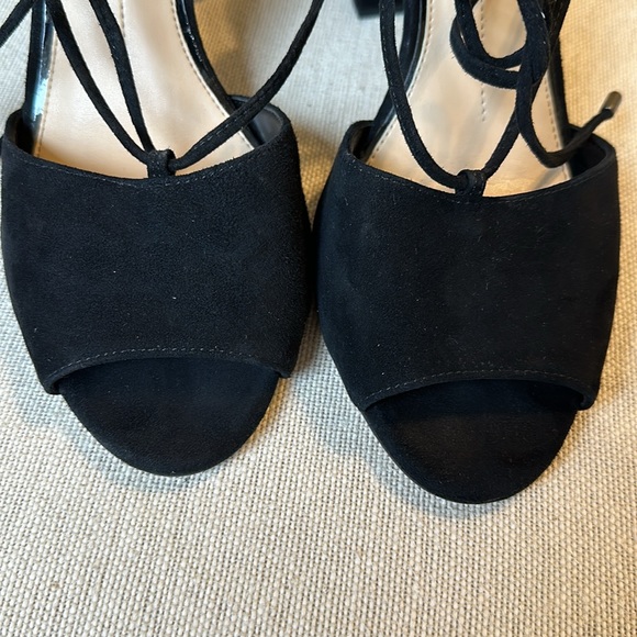 Gianni Bini Keelin Lace-Up Black Velvet Heels - Picture 4 of 10